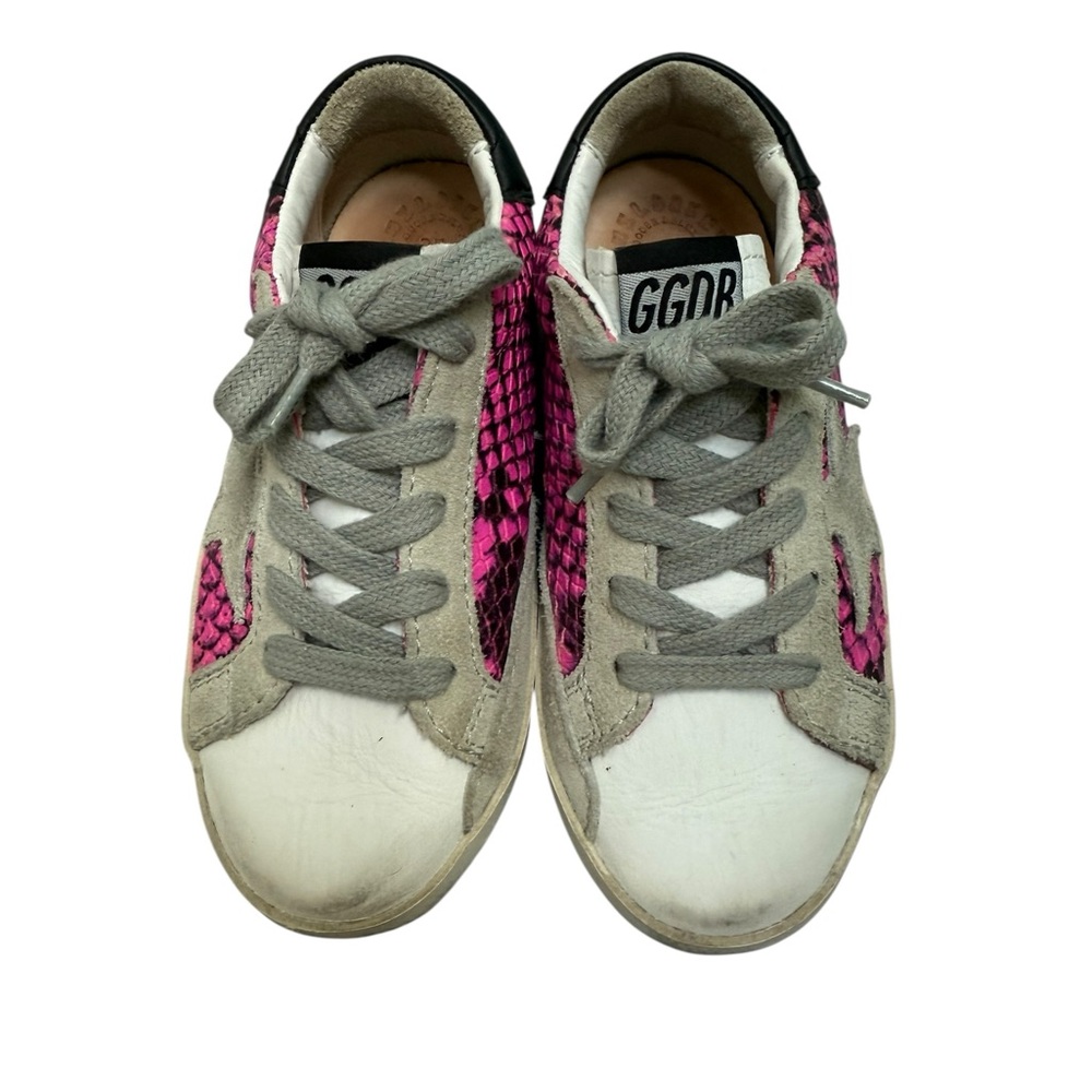 GOLDEN GOOSE Superstar Kids Fuchsia Snakeskin Sneakers - Size 25 / 8.5 - Picture 2 of 13